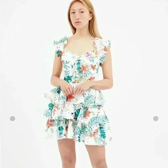 caroline constas Dresses & Skirts - NWOT CAROLINE CONSTAS HELENA PRINTED LACE TIERED DRESS  medium made New York